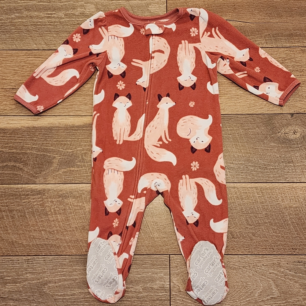Carter's Brown and White Fox Footie One- Piece 18m